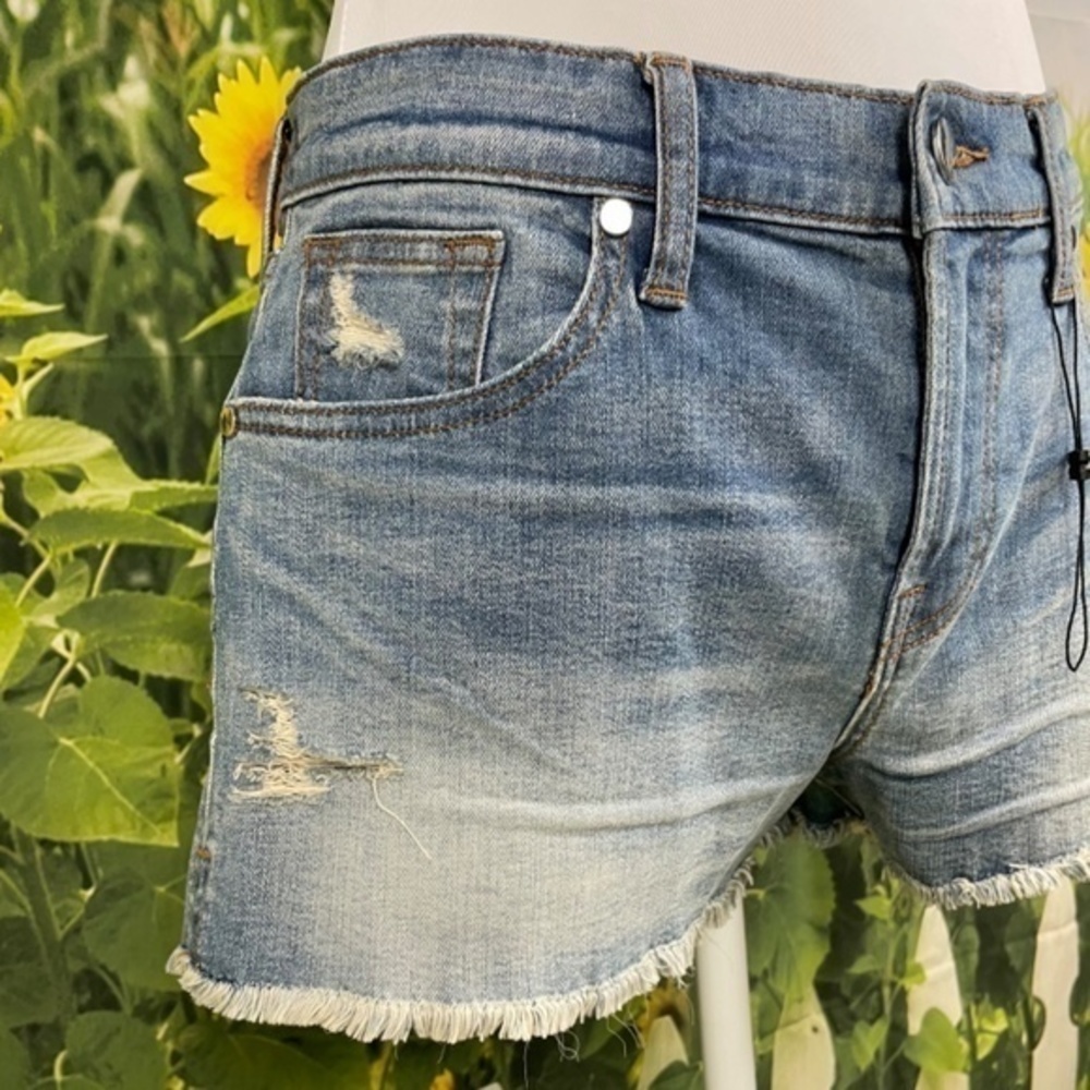 BCBG Blue Distressed Denim Shorts 27 - Picture 7 of 16